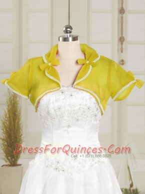 Yellow Cheap Wedding Party Shawls with Beading