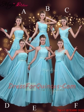 2016 Cheap Empire Aqua Blue Dama Dresses