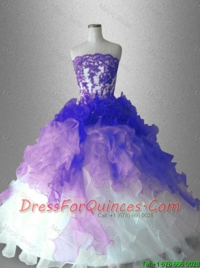 Discount Appliques and Ruffles Quinceanera Gowns with Strapless