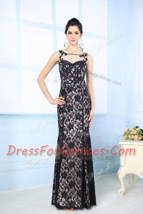 Scoop Chiffon Sleeveless Floor Length Prom Gown and Lace