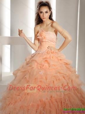 2015 Wholesale Quinceanera Dresses with Hand Made Flowers and Ruffled Layers
