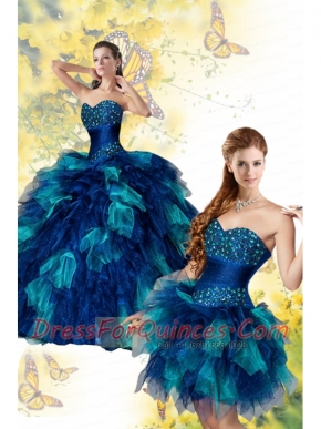 2015 Exqusite Multi-color Quinceanera Dress with Beading and Ruffles