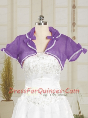 Simple Red Purple Organza Shawls with Beading