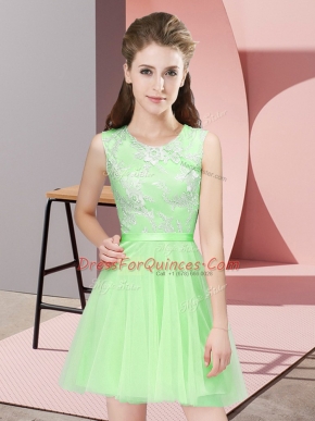 Side Zipper Scoop Lace Dama Dress for Quinceanera Tulle Sleeveless