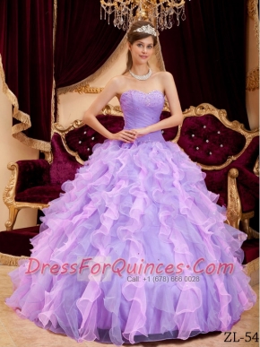 Quinceanera Dress In Lavender Ball Gown With Sweetheart Floor-length Organza Beading In 2013