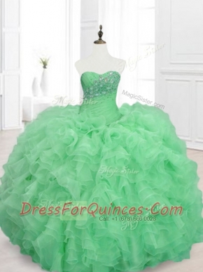Beautiful  Beading and Ruffles Sweetheart Quinceanera Dresses in Green