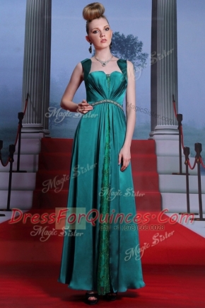 Traditional Sleeveless Zipper Ankle Length Beading and Lace Prom Party Dress