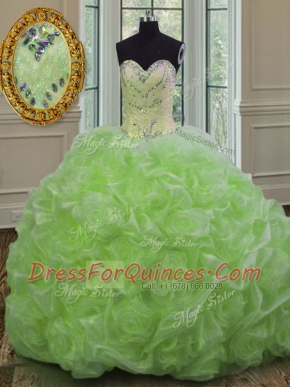 Sweetheart Sleeveless Sweep Train Lace Up Quinceanera Dresses Organza