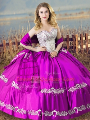 Ball Gowns 15th Birthday Dress Purple Sweetheart Satin Sleeveless Floor Length Lace Up