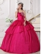 Hot Pink Ball Gown Straps Floor-length Taffeta Beading Sweet 16 Dress Hot Pink Ball Gown Straps Floor-length Taffeta Beading Sweet 16 Dress