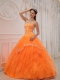 Orange Ball Gown Sweetheart Floor-length Organza Appliques Quinceanera Dress Orange Ball Gown Sweetheart Floor-length Organza Appliques Quinceanera Dress
