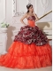 Sweetheart Ball Gown Orange Red Leopard and Organza Appliques and Beadings Spring Quinceanera Dresses Sweetheart Ball Gown Orange Red Leopard and Organza Appliques and Beadings Spring Quinceanera Dresses