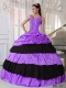 V-neck Lace-up Taffeta Beautiful Quinceanera Dress In Lilac and Black For 2014 V-neck Lace-up Taffeta Beautiful Quinceanera Dress In Lilac and Black For 2014