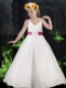 Simple Spaghetti Straps A-Line Flower Girl Dress with Hand Made Flowers