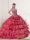 Perfect Coral Red Dress for Quinceanera Dress with Appliques and Ruffled Layers Perfect Coral Red Dress for Quinceanera Dress with Appliques and Ruffled Layers