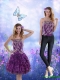 Detachable 2015 Strapless Purple Prom Dress with Appliques and Ruffles