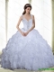 Custom Made Beading and Ruffles Sweetheart 2015 Quinceanera Dresses in White