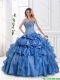 2015 Hot Sale Blue Sweet 16 Gowns with Appliques and Beading