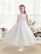 Cheap Scoop Tea Length White Flower Adorable Little Girl Pageant Dresses with Appliques Cheap Scoop Tea Length White Flower Adorable Little Girl Pageant Dresses with Appliques
