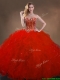 Ball Gown Beaded and Ruffles 15th Birthday Gowns in Red