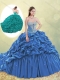Classical Taffeta Blue 15th Birthday Dress with Beading and Bubbles