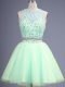 Simple Apple Green Quinceanera Court of Honor Dress Prom and Party and Wedding Party with Beading Scoop Sleeveless Lace Up