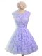 Belt Quinceanera Court of Honor Dress Lavender Lace Up Sleeveless Knee Length