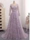 Brush Train A-line Prom Evening Gown Lavender Scoop Tulle Sleeveless Zipper Brush Train A-line Prom Evening Gown Lavender Scoop Tulle Sleeveless Zipper