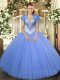 Ball Gowns Sweet 16 Dress Baby Blue Sweetheart Tulle Sleeveless Floor Length Lace Up Ball Gowns Sweet 16 Dress Baby Blue Sweetheart Tulle Sleeveless Floor Length Lace Up