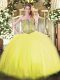 Dazzling Sweetheart Sleeveless Sweet 16 Dresses Floor Length Beading Yellow Tulle Dazzling Sweetheart Sleeveless Sweet 16 Dresses Floor Length Beading Yellow Tulle
