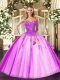 Vintage Fuchsia Tulle Lace Up Vestidos de Quinceanera Sleeveless Beading Vintage Fuchsia Tulle Lace Up Vestidos de Quinceanera Sleeveless Beading