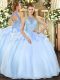 Designer Light Blue Sleeveless Organza Lace Up 15 Quinceanera Dress for Military Ball and Sweet 16 and Quinceanera Designer Light Blue Sleeveless Organza Lace Up 15 Quinceanera Dress for Military Ball and Sweet 16 and Quinceanera