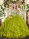 Modern Olive Green Sleeveless Tulle Lace Up Quinceanera Dresses for Sweet 16 and Quinceanera Modern Olive Green Sleeveless Tulle Lace Up Quinceanera Dresses for Sweet 16 and Quinceanera