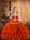 Orange Red Sleeveless Organza Lace Up Pageant Gowns For Girls for Party and Sweet 16 and Quinceanera and Wedding Party