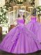 High Class Lilac Sleeveless Ruffles and Sequins Floor Length Little Girl Pageant Gowns High Class Lilac Sleeveless Ruffles and Sequins Floor Length Little Girl Pageant Gowns
