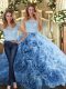 Baby Blue Sleeveless Lace Floor Length Quinceanera Gown Baby Blue Sleeveless Lace Floor Length Quinceanera Gown