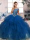 Blue Scoop Zipper Beading and Ruffles Vestidos de Quinceanera Sleeveless Blue Scoop Zipper Beading and Ruffles Vestidos de Quinceanera Sleeveless