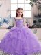 Amazing Lavender Off The Shoulder Lace Up Beading and Ruffles Girls Pageant Dresses Sleeveless