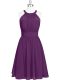 Lovely Purple Chiffon Zipper Halter Top Sleeveless Mini Length Prom Party Dress Ruching Lovely Purple Chiffon Zipper Halter Top Sleeveless Mini Length Prom Party Dress Ruching