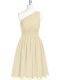Champagne A-line Chiffon One Shoulder Sleeveless Belt Mini Length Zipper Party Dress for Girls Champagne A-line Chiffon One Shoulder Sleeveless Belt Mini Length Zipper Party Dress for Girls