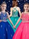 Modest Scoop Hot Pink and Royal Blue Zipper Little Girl Pageant Gowns Beading Sleeveless Floor Length