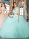 Exquisite Aqua Blue Sweet 16 Dress Military Ball and Sweet 16 and Quinceanera and For with Appliques and Ruffles Bateau Cap Sleeves Zipper Exquisite Aqua Blue Sweet 16 Dress Military Ball and Sweet 16 and Quinceanera and For with Appliques and Ruffles Bateau Cap Sleeves Zipper