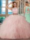 Scoop Floor Length Backless Quinceanera Dress Pink for Military Ball and Sweet 16 and Quinceanera with Beading and Ruffles Scoop Floor Length Backless Quinceanera Dress Pink for Military Ball and Sweet 16 and Quinceanera with Beading and Ruffles