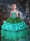 Gorgeous Green Lace Up Little Girls Pageant Dress Beading and Ruffles Sleeveless Floor Length